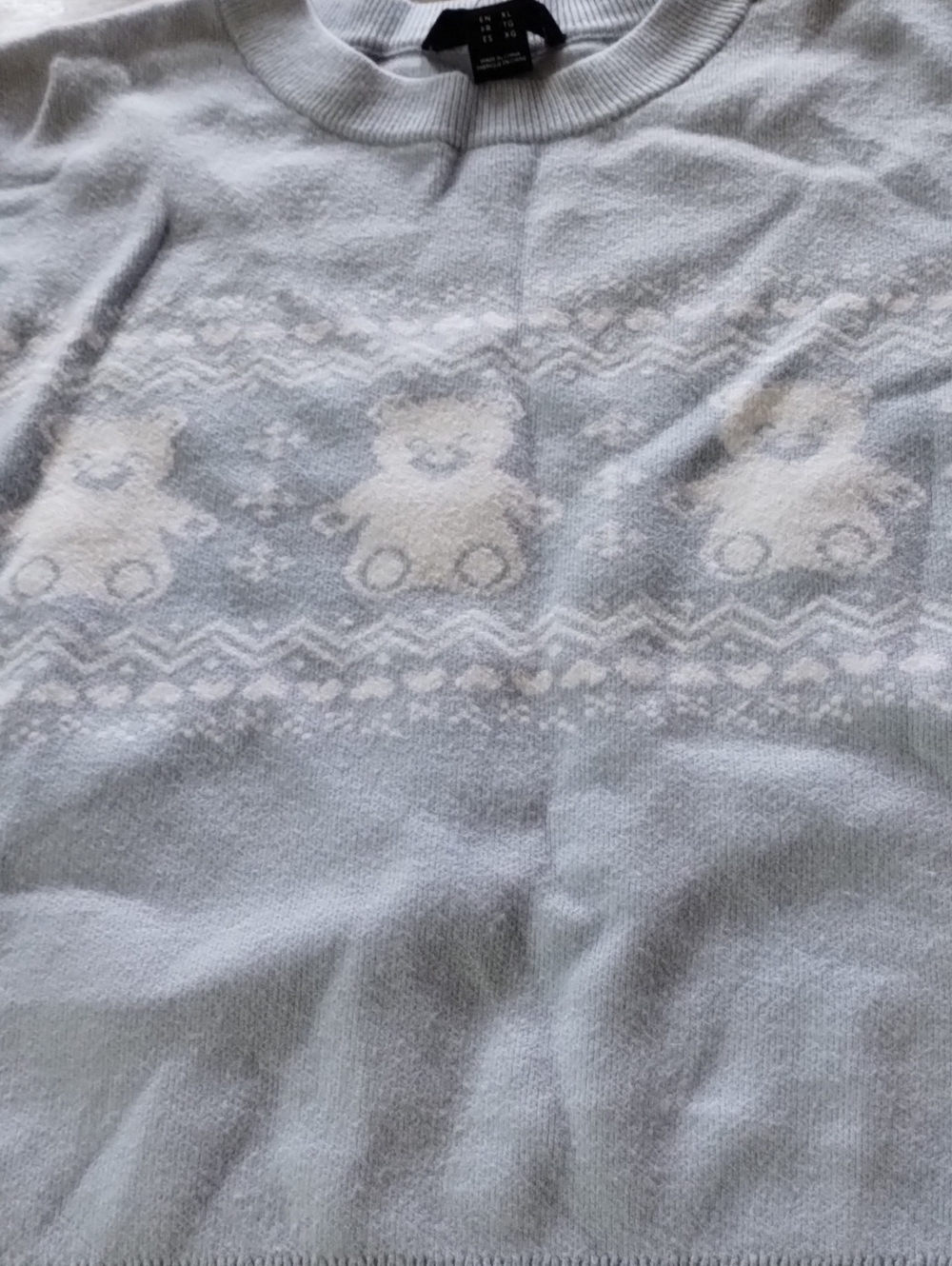 Arden B Light Blue and White Teddy Bear Butter  Soft Sweater
